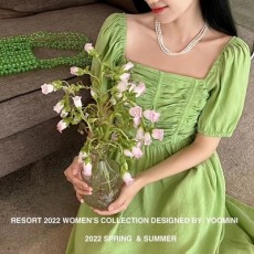 여성 여름 A라인 플리츠 셔링원피스 루즈핏 주름원피스 중년 편안한 엄마옷 000304530