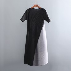 여성 여름 A라인 플리츠 셔링원피스 루즈핏 주름원피스 중년 편안한 엄마옷 000304370