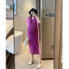 여성 여름 A라인 플리츠 셔링원피스 루즈핏 주름원피스 중년 편안한 엄마옷 000304359